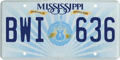 MS license plate BWI636