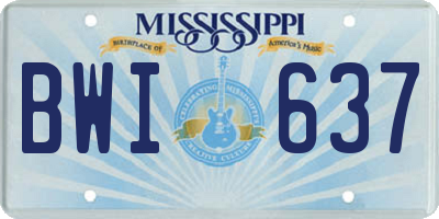 MS license plate BWI637