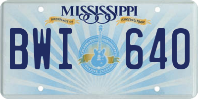 MS license plate BWI640