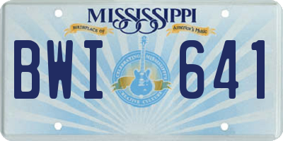 MS license plate BWI641