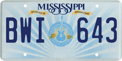 MS license plate BWI643