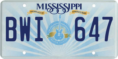 MS license plate BWI647