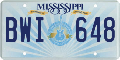 MS license plate BWI648