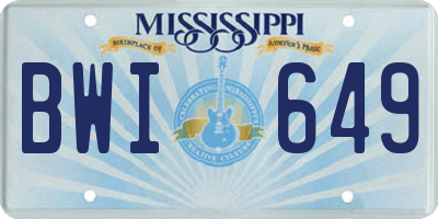 MS license plate BWI649
