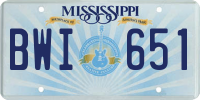 MS license plate BWI651