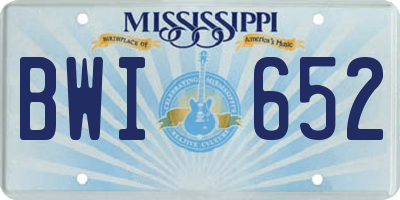 MS license plate BWI652