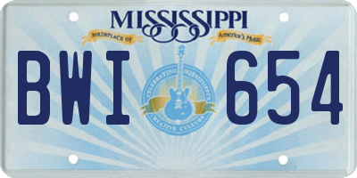 MS license plate BWI654