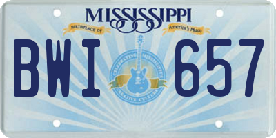 MS license plate BWI657