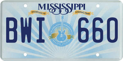 MS license plate BWI660