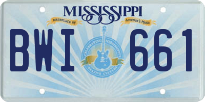 MS license plate BWI661