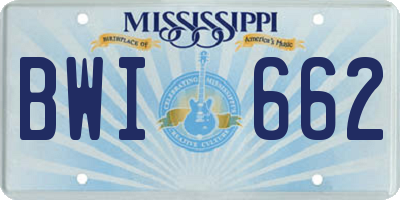 MS license plate BWI662