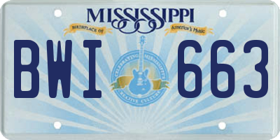 MS license plate BWI663