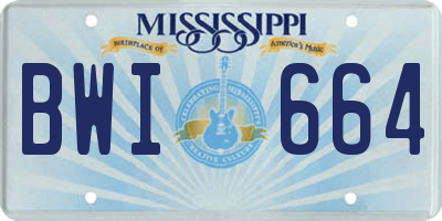 MS license plate BWI664