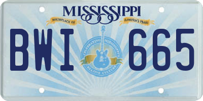 MS license plate BWI665