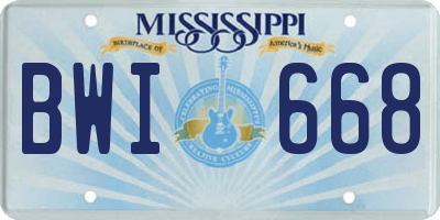 MS license plate BWI668