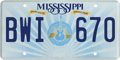 MS license plate BWI670
