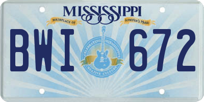 MS license plate BWI672