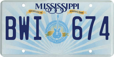 MS license plate BWI674
