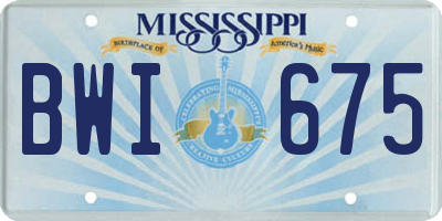 MS license plate BWI675