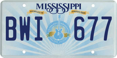 MS license plate BWI677