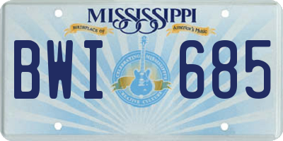 MS license plate BWI685
