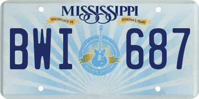MS license plate BWI687