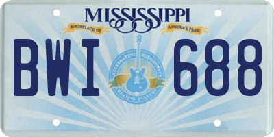 MS license plate BWI688