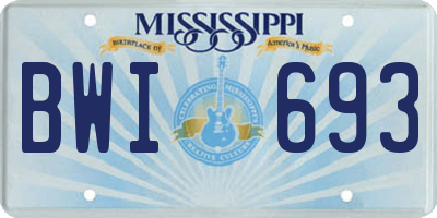 MS license plate BWI693