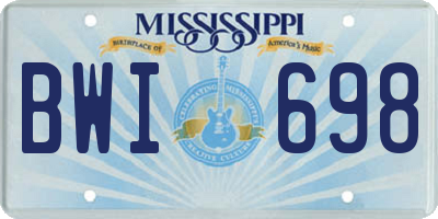 MS license plate BWI698