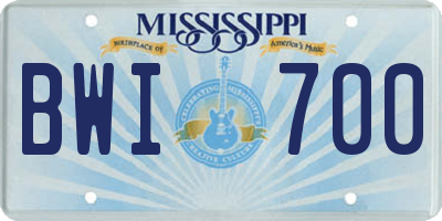 MS license plate BWI700