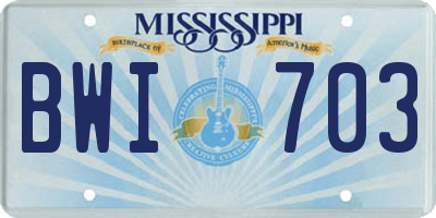 MS license plate BWI703