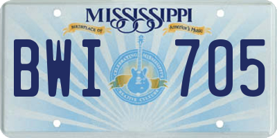 MS license plate BWI705