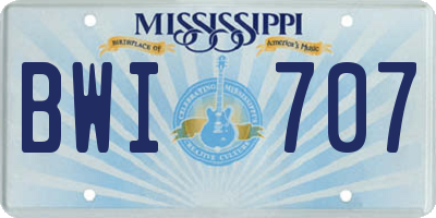 MS license plate BWI707
