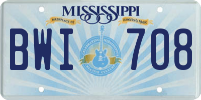 MS license plate BWI708