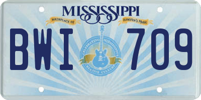 MS license plate BWI709