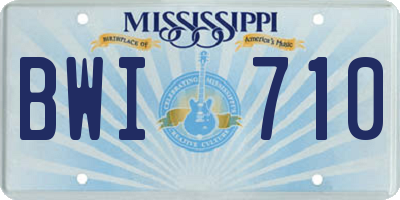 MS license plate BWI710