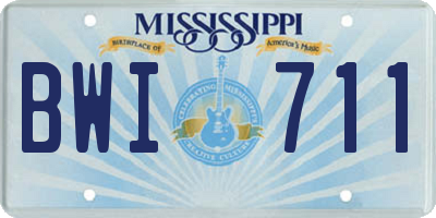 MS license plate BWI711