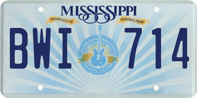 MS license plate BWI714