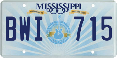 MS license plate BWI715