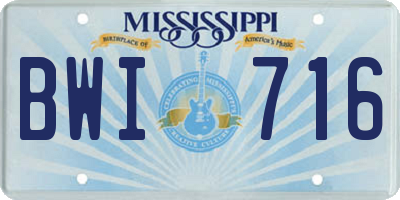 MS license plate BWI716