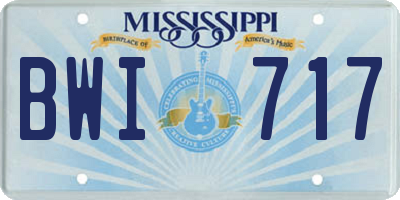 MS license plate BWI717