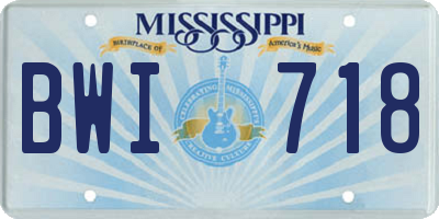 MS license plate BWI718