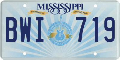 MS license plate BWI719