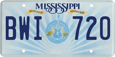 MS license plate BWI720
