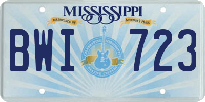 MS license plate BWI723