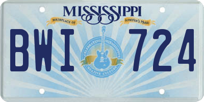 MS license plate BWI724