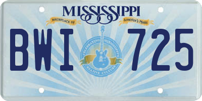 MS license plate BWI725