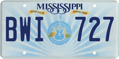 MS license plate BWI727