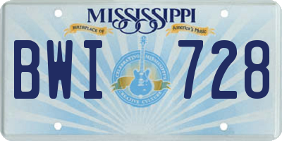 MS license plate BWI728