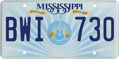 MS license plate BWI730